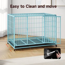 Xbrigh Double-Door Lockable Wire Pet Dog Crate, Blue, Large: 42 inch slide 2 of 5