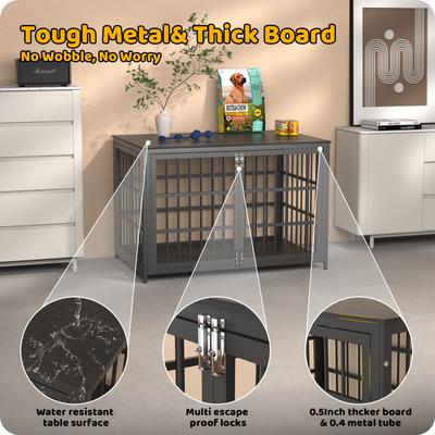 Show full view: Xbrigh Double-Door Furniture Style Side Table Dog Crate, Black, Giant 48 inch slide 3 of 9