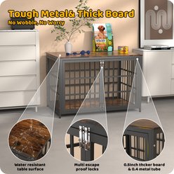 Xbrigh Double-Door Furniture Style Side Table Dog Crate, Brown, Giant 48 inch slide 2 of 7