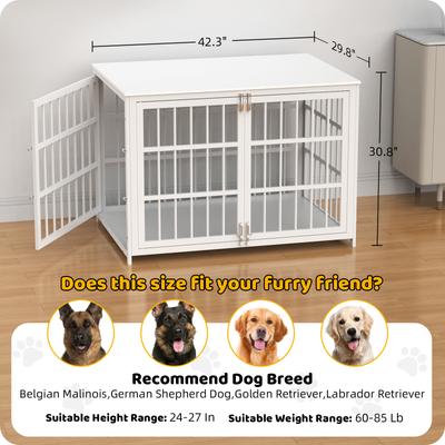 Show full view: Xbrigh Double-Door Furniture Style Side Table Dog Crate, White, Large: 42 inch slide 8 of 10