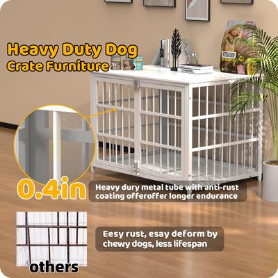 Show full view: Xbrigh Double-Door Furniture Style Side Table Dog Crate, White, Large: 42 inch slide 3 of 10