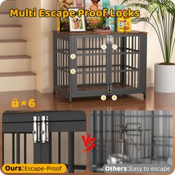Xbrigh Double-Door Furniture Style Side Table Dog Crate, Brown, Small: 32 inch slide 2 of 7