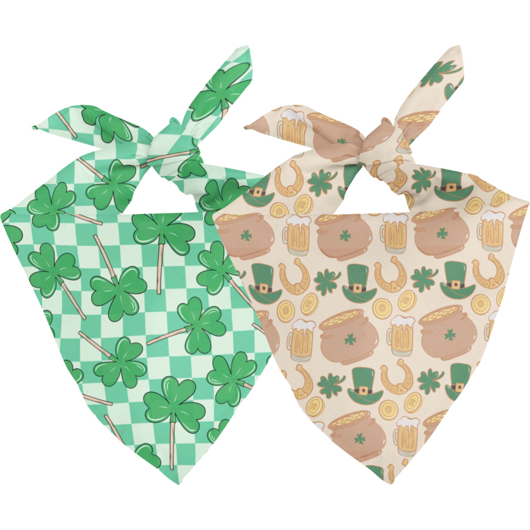 Dog Bandana Co. Lucky Tie On Reversible Dog Bandana, Green, Large