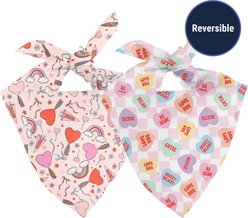 Dog Bandana Co. Candy Herats Tie On Reversible Dog Bandana, Pink, Medium slide 2 of 2
