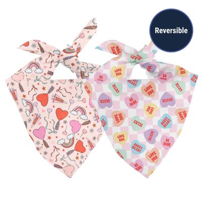 Show full view: Dog Bandana Co. Candy Herats Tie On Reversible Dog Bandana, Pink, Large slide 3 of 3
