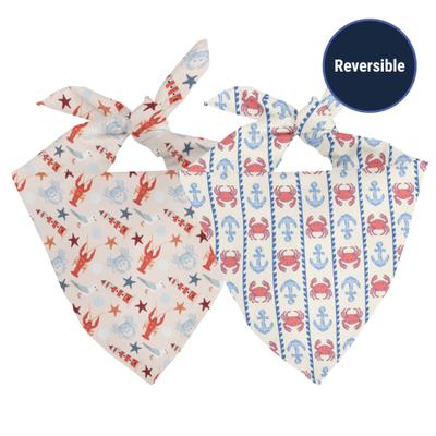 Show full view: Dog Bandana Co. Coastal Crustaceans Tie On Reversible Dog Bandana, Blue, Small slide 2 of 2