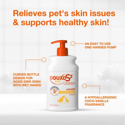 Show full view: Douxo S3 PYO Antiseptic Antifungal Chlorhexidine Dog & Cat Shampoo, 16.9-oz bottle slide 6 of 11