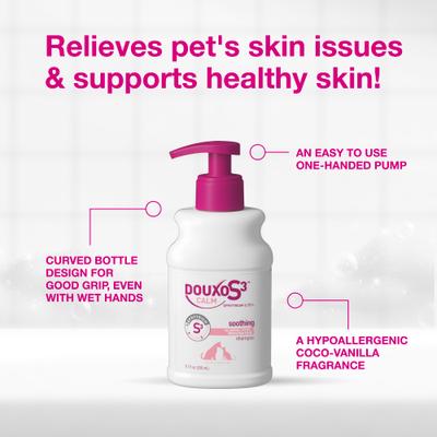 Show full view: Douxo S3 CALM Soothing Itchy, Hydrated Skin Dog & Cat Shampoo, 6.7-fl oz bottle slide 6 of 11