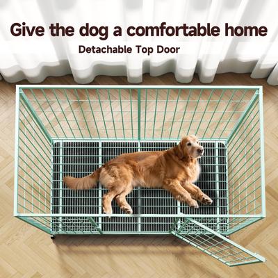Show full view: Xbrigh Double-Door Lockable Wire Pet Dog Crate, Green, Large: 42 inch slide 5 of 5