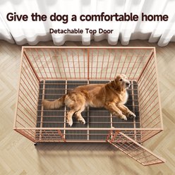 Xbrigh Double-Door Lockable Wire Pet Dog Crate, Orange, Large: 42 inch slide 2 of 5