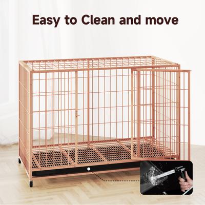 Show full view: Xbrigh Double-Door Lockable Wire Pet Dog Crate, Orange, Large: 42 inch slide 4 of 5