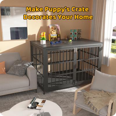 Show full view: Xbrigh Double-Door Furniture Style Side Table Dog Crate, Black, Giant 48 inch slide 4 of 9