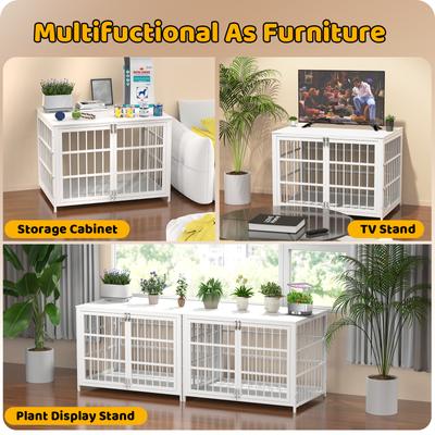 Show full view: Xbrigh Double-Door Furniture Style Side Table Dog Crate, White, Large: 42 inch slide 6 of 10