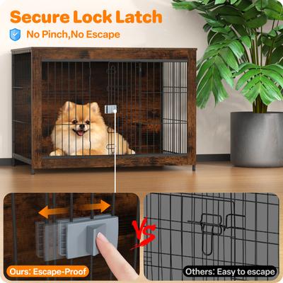 Show full view: Xbrigh Lockable Furniture-Style Dog Crate with Wooden Base, Brown, X-Small: 27 inch slide 4 of 8