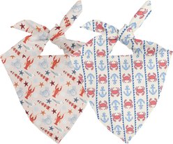 Dog Bandana Co. Coastal Crustaceans Tie On Reversible Dog Bandana, Blue, Small