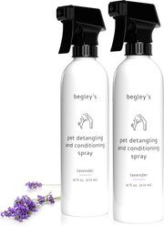 Begley's Premium Essential Oil Scented Dog & Cat Detangler & Conditioner Spray, Lavender, 16-fl oz bottle, 2 count