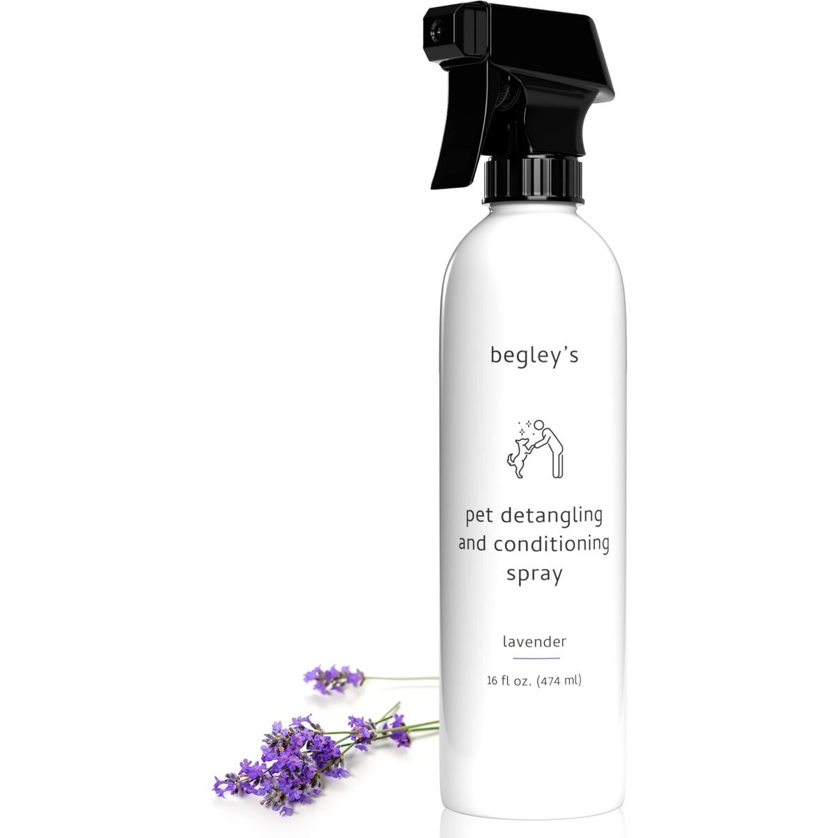 Begley's Premium Essential Oil Scented Dog & Cat Detangler & Conditioner Spray, Lavender, 16-fl oz bottle, 1 count