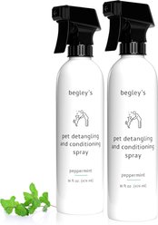Begley's Premium Essential Oil Scented Dog & Cat Detangler & Conditioner Spray, Peppermint, 16-fl oz bottle, 2 count