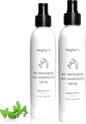 Begley's Premium Essential Oil Scented Dog & Cat Detangler & Conditioner Spray, Peppermint, 8-fl oz bottle, 2 count