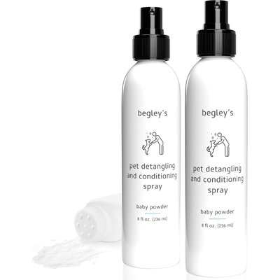 Begley's Begley's Premium Essential Oil Scented Dog & Cat Detangler & Conditioner Spray, Baby Powder, 8-fl oz bottle, 2 count