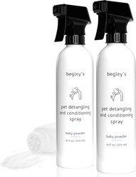 Begley's Premium Essential Oil Scented Dog & Cat Detangler & Conditioner Spray, Baby Powder, 16-fl oz bottle, 2 count