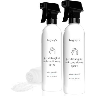 Begley's Begley's Premium Essential Oil Scented Dog & Cat Detangler & Conditioner Spray, Baby Powder, 16-fl oz bottle, 2 count