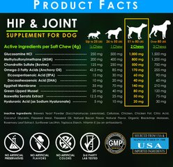 Deluxe Naturals Chicken & Bacon Flavored Soft Chew Hip & Joint Support Supplement for Dogs, 90 count slide 2 of 9