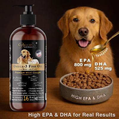 Show full view: Deluxe Naturals Wild-Caught Omega-3 Fish Oil Mackerel & Sardine Liquid Skin & Coat Supplement for Dogs & Cats, 16-fl oz bottle slide 3 of 11