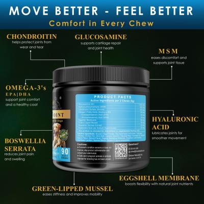 Show full view: Deluxe Naturals Chicken & Bacon Flavored Soft Chew Hip & Joint Support Supplement for Dogs, 90 count slide 5 of 12