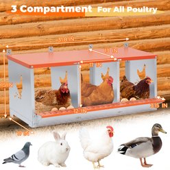 Yafylly 3-Bay Wall-Mounted Egg Laying Galvanized Steel Chicken & Duck Nesting Box, Orange, Small slide 2 of 7