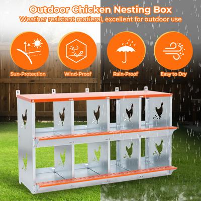 Show full view: Yafylly 8-Bay Wall-Mounted Egg Laying Galvanized Steel Chicken & Duck Nesting Box, Orange, Large slide 7 of 7