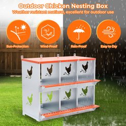 Yafylly 6-Bay Wall-Mounted Egg Laying Galvanized Steel Chicken & Duck Nesting Box, Orange, Large slide 2 of 7