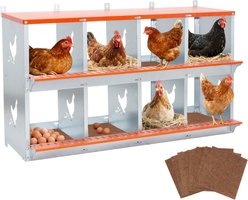 Yafylly 8-Bay Wall-Mounted Egg Laying Galvanized Steel Chicken & Duck Nesting Box, Orange, Large