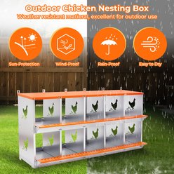 Yafylly 10-Bay Wall-Mounted Egg Laying Galvanized Steel Chicken & Duck Nesting Box, Orange, Large slide 2 of 7