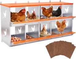 Yafylly 10-Bay Wall-Mounted Egg Laying Galvanized Steel Chicken & Duck Nesting Box, Orange, Large