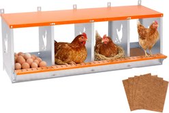 Yafylly 4-Bay Wall-Mounted Egg Laying Galvanized Steel Chicken & Duck Nesting Box, Orange, Small slide 1 of 7