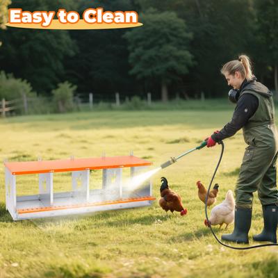 Show full view: Yafylly 4-Bay Wall-Mounted Egg Laying Galvanized Steel Chicken & Duck Nesting Box, Orange, Small slide 4 of 7