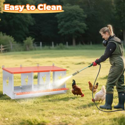 Show full view: Yafylly 3-Bay Wall-Mounted Egg Laying Galvanized Steel Chicken & Duck Nesting Box, Orange, Small slide 4 of 7