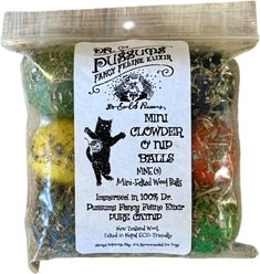 Dr. Pussums Mini Clowder Felted Wool Ball Cat Toy with Catnip, Mutlicolor, 9 count