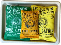 Dr. Pussums Pounce Pack Gift Set Chasers Cat Toy with Catnip, 3 count, Green/Yellow