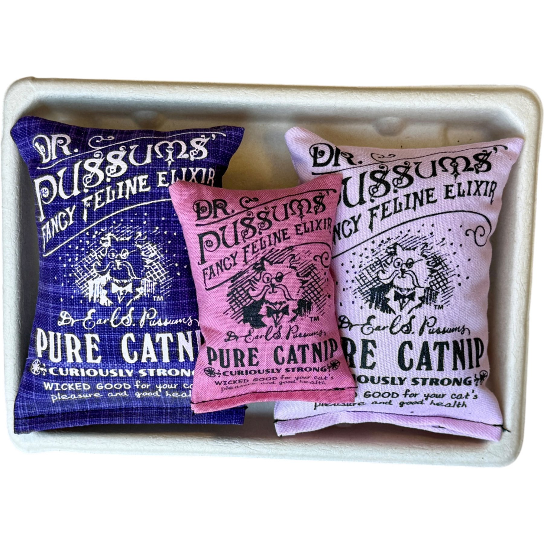 Dr. Pussums Pounce Pack Gift Set Chasers Cat Toy with Catnip, 3 count, Pink/Purple