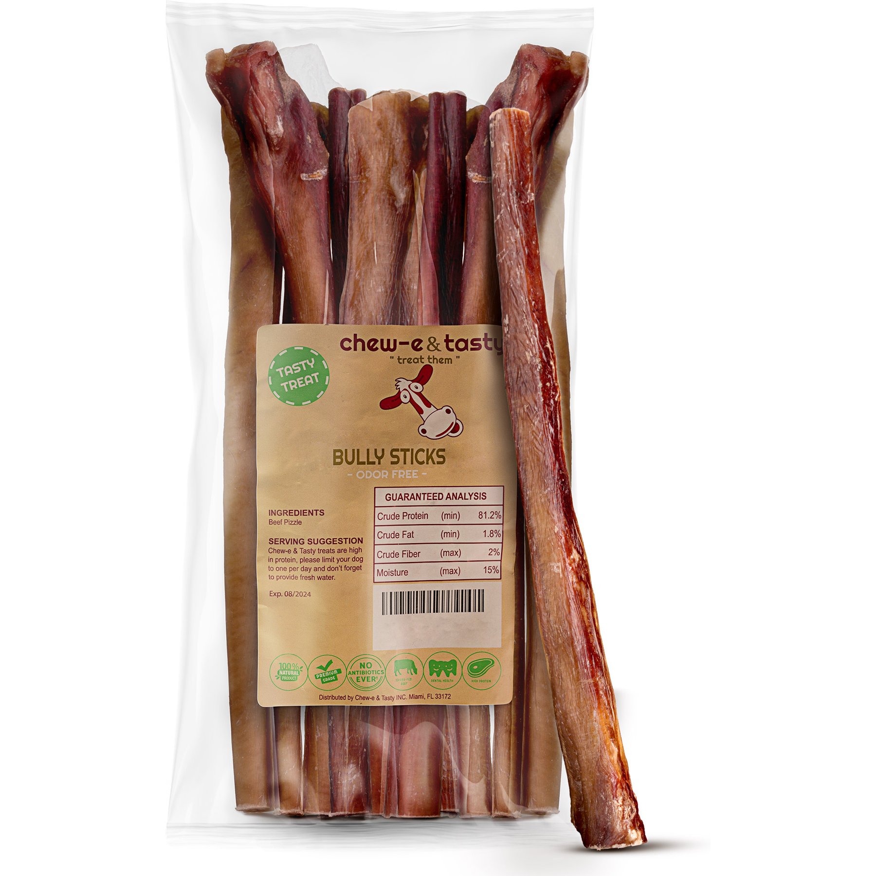 chew-e & tasty 12-inch Jumbo Bully Sticks Dog Treats, 5 count