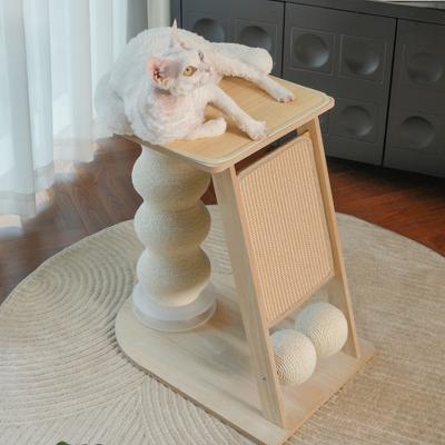 Show full view: Fairela Multi-Function 23.6-in Hemp Cat Scratching Post with Platform & Ramp, Beige slide 8 of 9