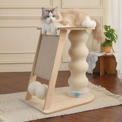 Show full view: Fairela Multi-Function 23.6-in Hemp Cat Scratching Post with Platform & Ramp, Beige slide 4 of 9