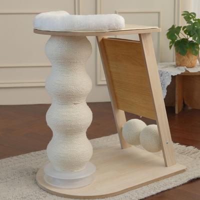 Show full view: Fairela Multi-Function 23.6-in Hemp Cat Scratching Post with Platform & Ramp, Beige slide 2 of 9