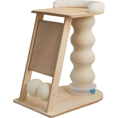 Fairela Fairela Multi-Function 23.6-in Hemp Cat Scratching Post with Platform & Ramp, Beige
