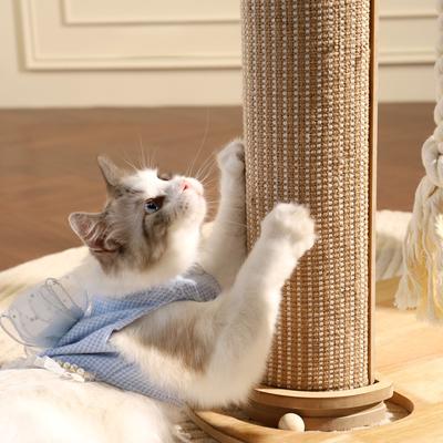 Show full view: Fairela Modern 22.8-in Hemp Cat Tree with Clear Bowl Bed & Scratching Posts, Beige slide 6 of 9