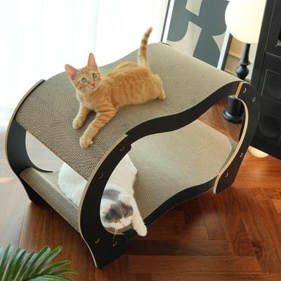 Show full view: Fairela Double Curved Cardboard 19.5-in Recycled Materials Cat Scratching Bed, Brown slide 6 of 8