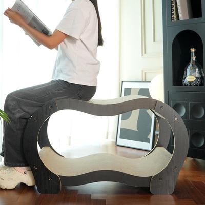 Show full view: Fairela Double Curved Cardboard 19.5-in Recycled Materials Cat Scratching Bed, Brown slide 7 of 8