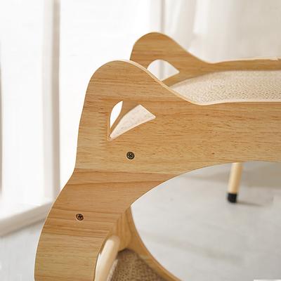 Show full view: Fairela Round Wooden Cat Scratcher House with Scratch Pads, Beige slide 8 of 9